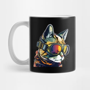 Colorful Cat - A Cat In A Ski Googles Skiing Skier Mug